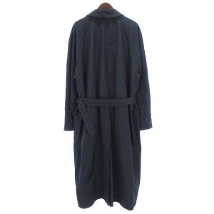 GIORGIO ARMANI コート ステンカラー ロング 比翼 ベルト付き ポリエステル 濃紺 ネイビー 52 アウター 