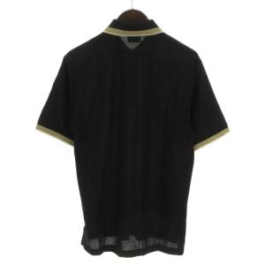 LACOSTE ポロシャツ 半袖 鹿の子 袖ライン ロゴ ワッペン 3 黒 ブラック