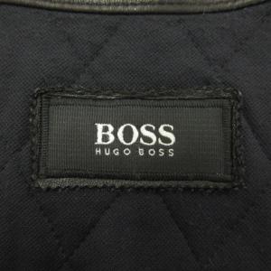 HUGO BOSS レザー ジャケット 裏地キルティング 長袖 ブラック 46