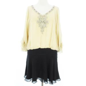 七分袖シフォンミニワンピース 34 ベージュ