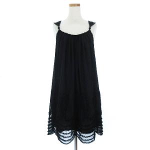 ワンピース チュール フリル ビーズ レース 36 ブラック