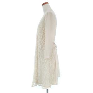 Grace Class カーディガン 七分袖 ロング トッパー オープンフロント シフォン レース ベージュ 36 