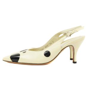 Salvatore Ferragamo パンプス バックストラップ ドット アイボリー 7.5