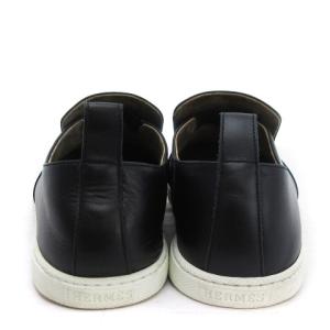 HERMES スニーカー スリッポン Hロゴ レザー 41 黒