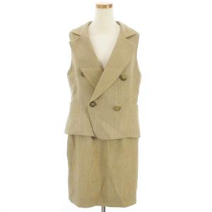 ヴィンテージ セットアップ スーツ ジャケット ダブル テーラード スカート 42 ベージュ
