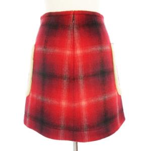 N°21 スカート ミニ丈 台形 チェック柄 ウール混 起毛 赤系 レッド系 36 IBO13
