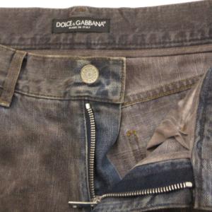 DOLCE&GABBANA デニムパンツ ダメージ加工 ユーズド ストレート スリム コットン 44 グレー