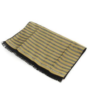 ストール フリンジ ボーダー ロゴ シルク グレー ブラック ベージュ