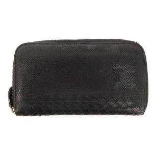 長財布 ラウンドファスナー イントレチャート 切替 レザー ブラック