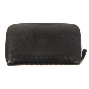 BOTTEGA VENETA 長財布 ラウンドファスナー イントレチャート 切替 レザー ブラック