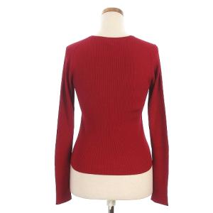 TOCCA カーディガン 長袖 丸首 クルーネック 無地 総シルク 赤 レッド M