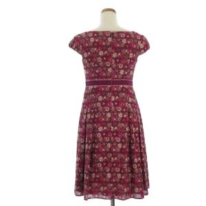 TOCCA ワンピース フレンチスリーブ 半袖 ひざ丈 フレア 花柄 フラワー 刺繍 紫系 パープル 0