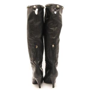 CHANEL ロングブーツ ココマーク チェーン 37C ブラウン