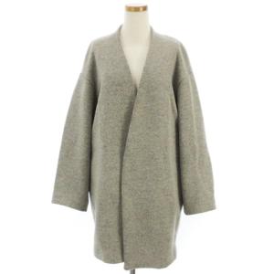 17AW コート ノーカラー コクーン ワイドシルエット 上着 長袖 ウール グレー 36
