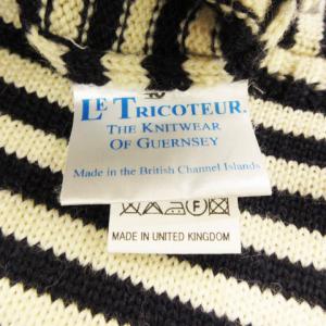 Le Tricoteur ニット ガンジーセーター 長袖 ボーダー クルーネック ワイドシルエット ウール ネイビー 40