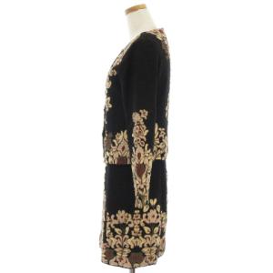 GRACE CONTINENTAL セットアップ ワンピース ひざ丈 総柄 ジャケット 上着 長袖 刺繍 コットン 黒 36