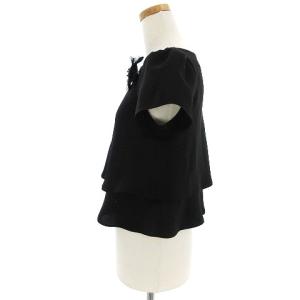 M'S GRACY タグ付き カットソー ブラウス フレンチスリーブ ボートネック コサージュ付き IT-620301 黒 ブラック 38