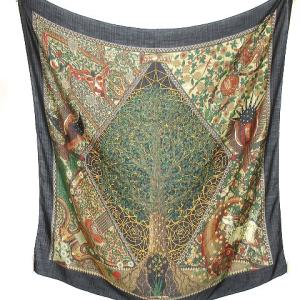 HERMES カレ AXIS MUNDI 世界の中心軸 スカーフ  ブラック