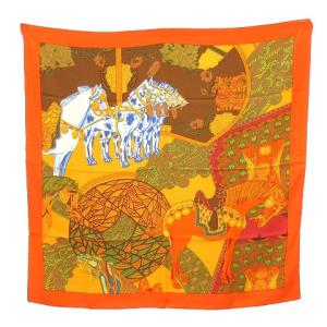 ART DES STEPPES ステップ美術 カレ90 シルク オレンジ