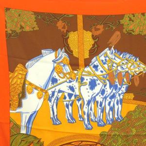 HERMES ART DES STEPPES ステップ美術 カレ90 シルク オレンジ