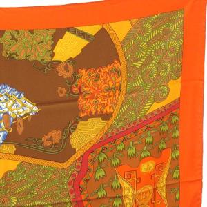 HERMES ART DES STEPPES ステップ美術 カレ90 シルク オレンジ