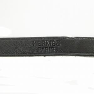 HERMES アピ3 ロング ブレスレット レザー シルバー金具 E刻印 ブラック