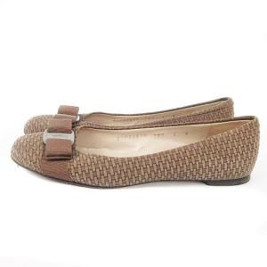Salvatore Ferragamo ヴァラリボン フラットパンプス 5D ブラウン
