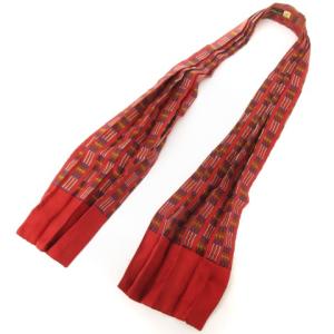 総柄プリーツタイシルクスカーフ レッド