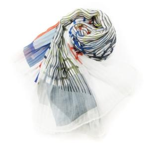 635386 9P356 大判ストール 薄手 プリーツ 総柄 マルチカラー