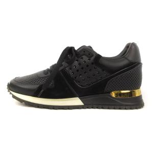 LOUIS VUITTON Run Away Sneaker スニーカー ライン レザー ブラック ゴールド 35.5
