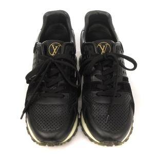 LOUIS VUITTON Run Away Sneaker スニーカー ライン レザー ブラック ゴールド 35.5