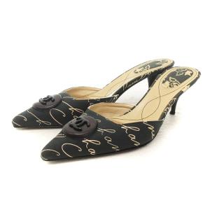 ミュール サンダル ココマーク ロゴ ポインテッドトゥ 緑 36