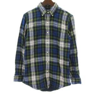 ボタンダウンチェックシャツ S グリーン