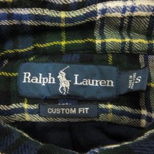 RALPH LAUREN ボタンダウンチェックシャツ S グリーン