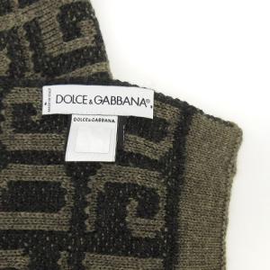 DOLCE&GABBANA 美品 ニット マフラー ウール ロゴ 総柄 刺繍 カーキ 黒 ブラック 小物 IBO17