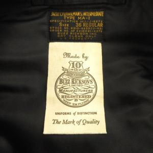 BUZZ RICKSON’S BR10573 10th anniversary model MA-1 黒