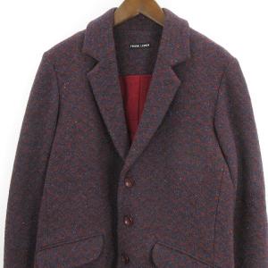 Frank Leder テーラードジャケット 長袖 ヘリンボーン 厚手 シングル 3B サンプル品 紺 ネイビー 茶 ブラウン アウター
