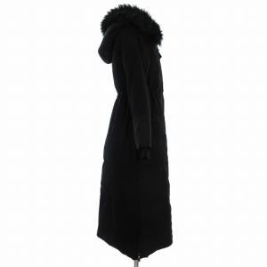 03204 63118-00 20AW リブ袖ロングダウンコート フェイクファー 黒  