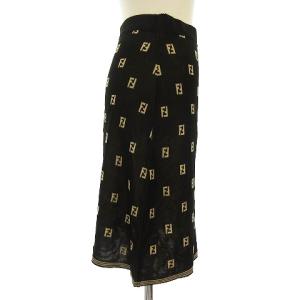 FENDI スカート ひざ丈ニットズッカ柄 40 ダークブラウン