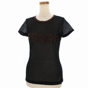 カットソー 半袖 メッシュ ビッグロゴ シースルー ストレッチ ナイロン ブラック 42