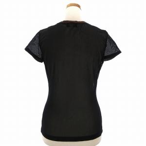 FENDI カットソー 半袖 メッシュ ビッグロゴ シースルー ストレッチ ナイロン ブラック 42