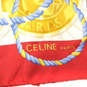 CELINE スカーフ ストール シルク100% ロゴ 総柄 イタリア製 マルチカラー