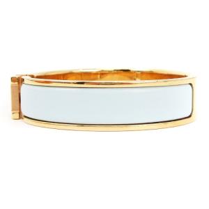 HERMES クリッククラックPM ブレスレット Hバングル ゴールド ライトブルー 