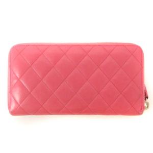 CHANEL シンプリーCC マトラッセ ココマーク ラウンドファスナー 長財布 ピンク ウォレット