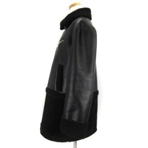 UN3D. 20AW ECO MOUTON LONG RIDERS コート ボア フェイクレザー 切替 ブラック