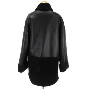 UN3D. 20AW ECO MOUTON LONG RIDERS コート ボア フェイクレザー 切替 ブラック