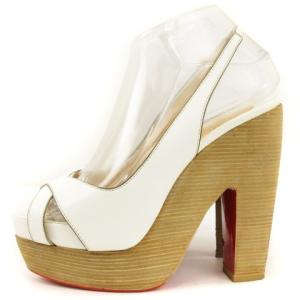 Christian Louboutin サンダル バックストラップ プラットフォーム クロス 37 ホワイト系