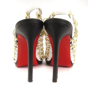 Christian Louboutin パンプス サンダル ピンヒール オープントゥ メッシュ 白 37