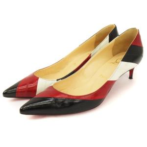 Christian Louboutin パンプス ポインテッドトゥ レザー ブラック ホワイト レッド 37.5