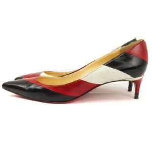 Christian Louboutin パンプス ポインテッドトゥ レザー ブラック ホワイト レッド 37.5